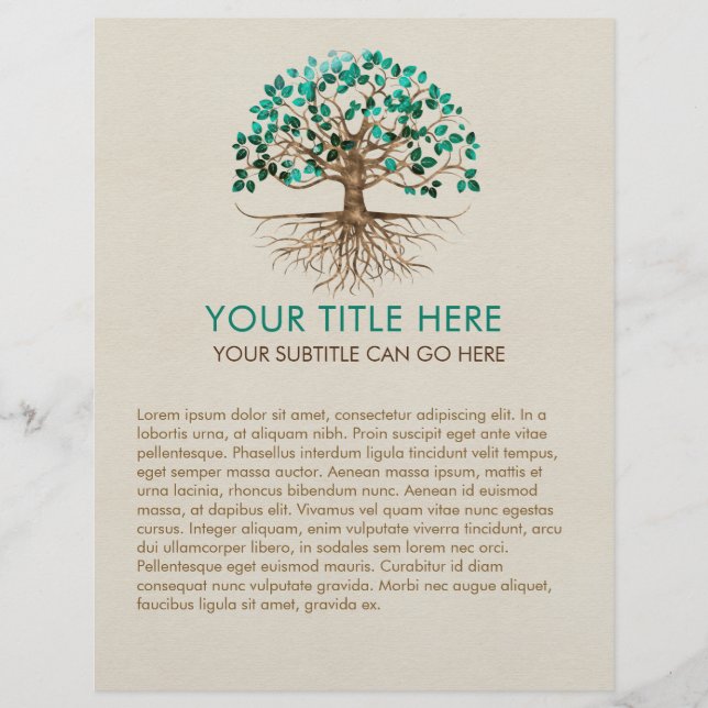 Árbol de vida - Yggdrasil - hojas malaquitas  (Frente)