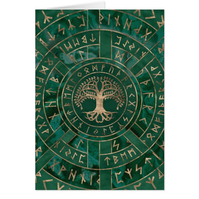 Árbol de vida - Yggdrasil y Futhark - Malaquita (Frente)