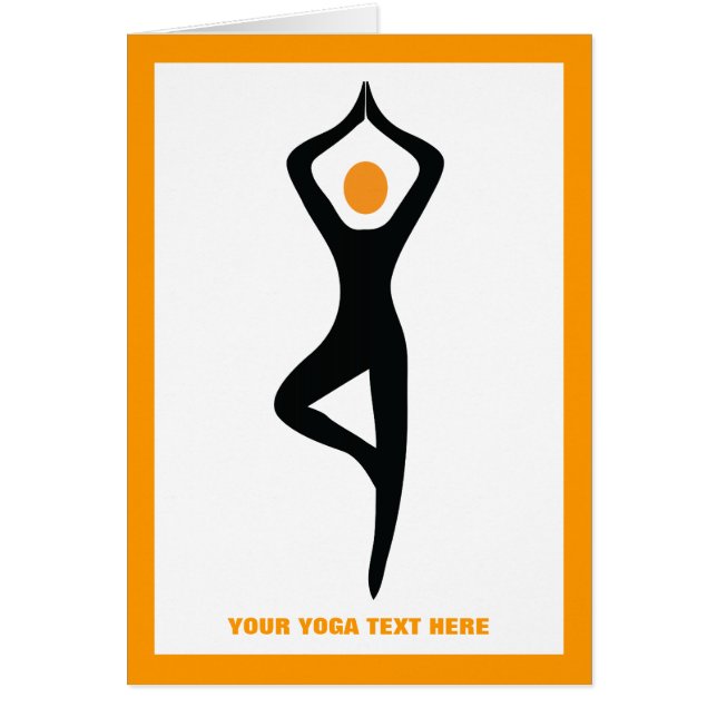 Árbol de yoga pose negro, personalizado naranja (Frente)
