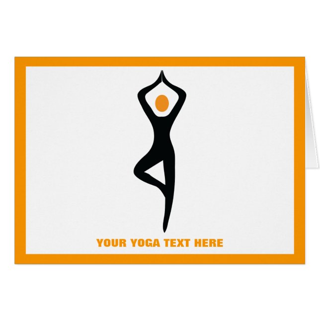 Árbol de yoga pose negro, personalizado naranja (Anverso (Horizontal))