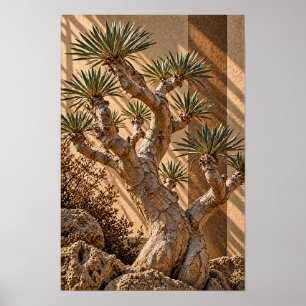 Árbol de yuca escultural en arte mural de luz dora