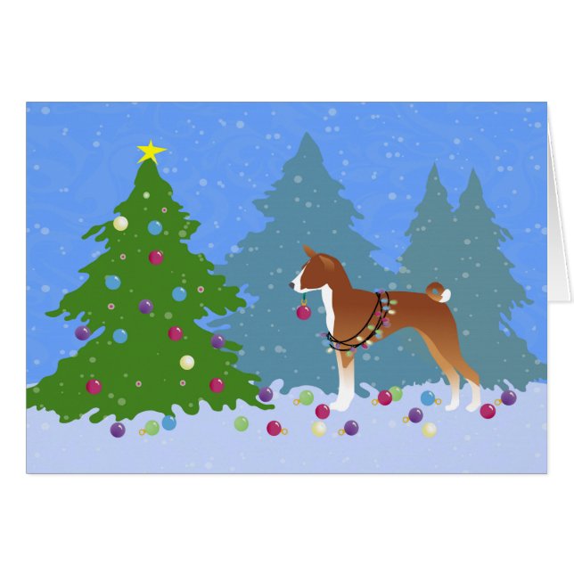 Árbol decorativo Basenji en el bosque (Anverso (Horizontal))