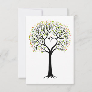 Árbol del amor con ramas de corazón, pájaros y cor