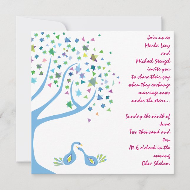 Árbol del compromiso de la invitación de la boda (Anverso)