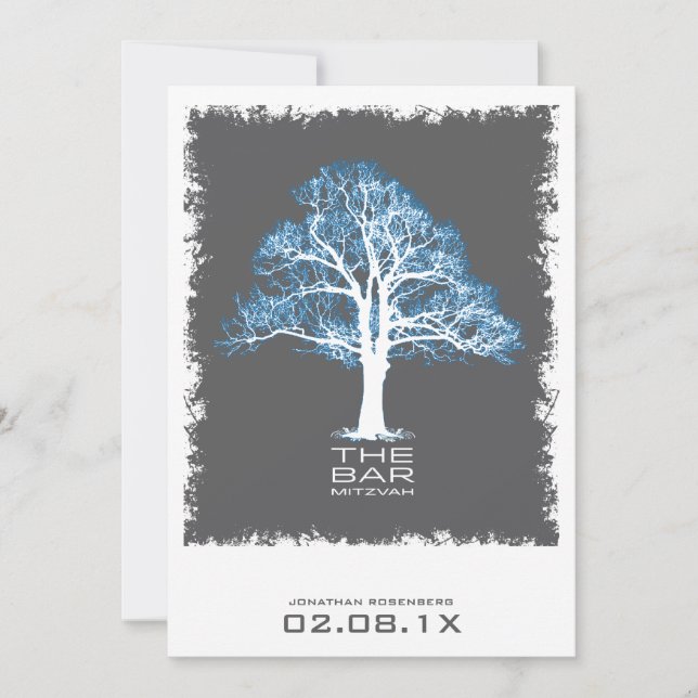 Árbol del gris y del azul de la invitación de (Anverso)