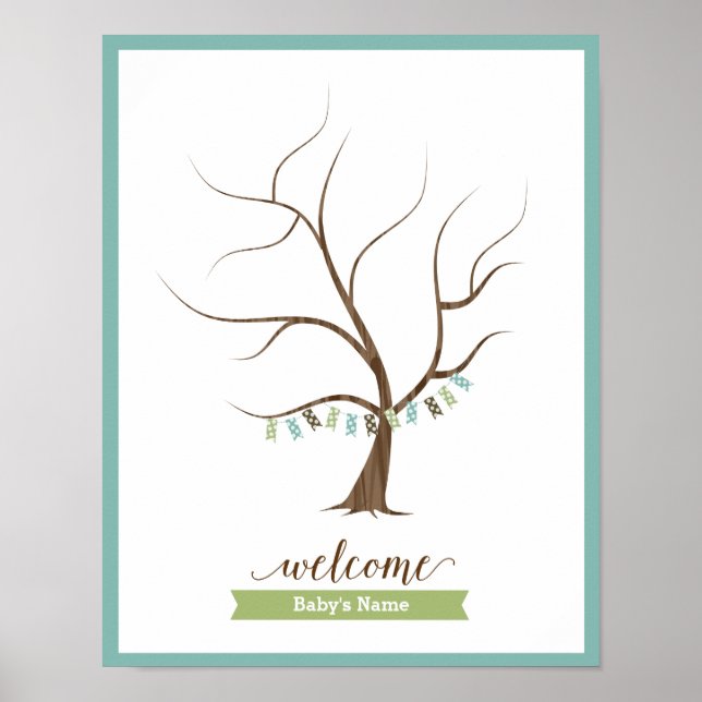 Árbol del libro de visitas Baby Shower (azul) - Po (Frente)