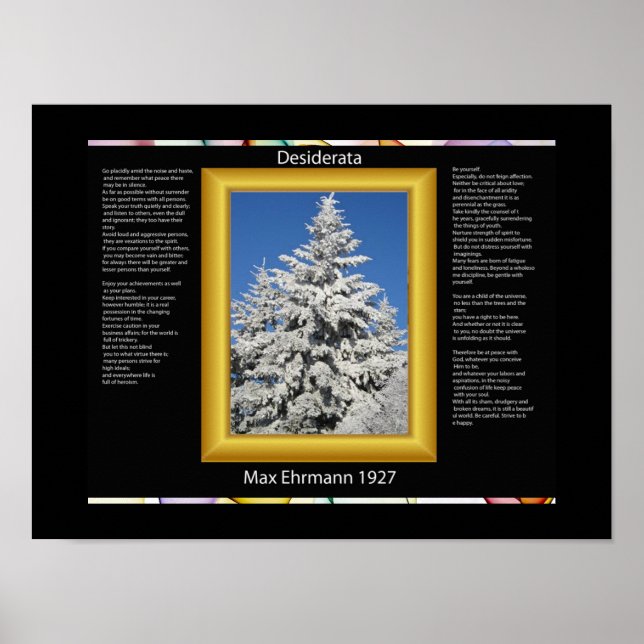Árbol DESIDERATA En Posters De Nieve Blanca (Frente)