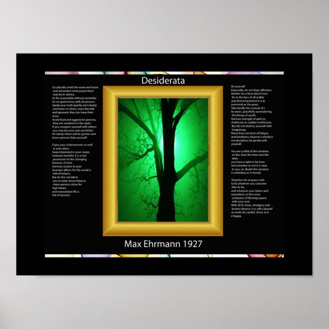 Árbol DESIDERATA En Posters Verdes (Frente)