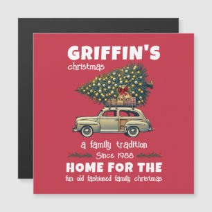 Árbol Divertido en Coche Nombre de Familia Rojo Na