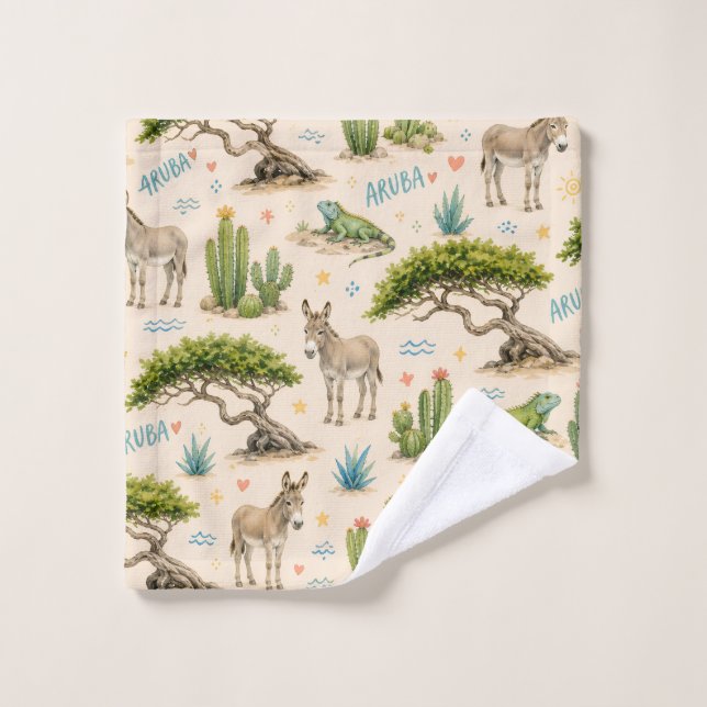 árbol divi de Aruba, burro, iguana, cactus (Toallita)