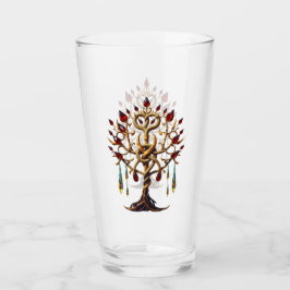 Árbol dorado de la vida con piedras preciosas roja