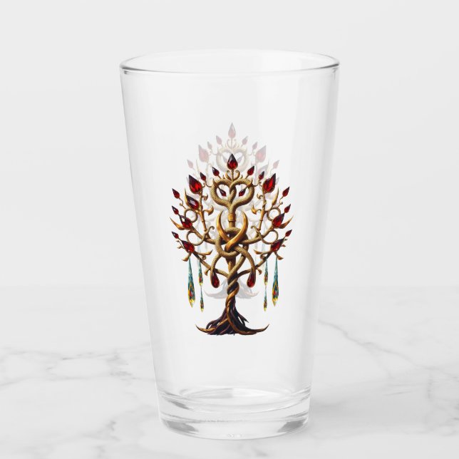 Árbol dorado de la vida con piedras preciosas roja (Anverso)