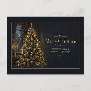 Árbol Dorado Elegante en Tarjeta Postal Negra