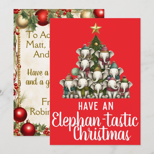 Árbol elefante de Navidad (Anverso / Reverso)