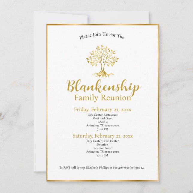Árbol elegante: Invitación a la Reunión Familiar d (Anverso)