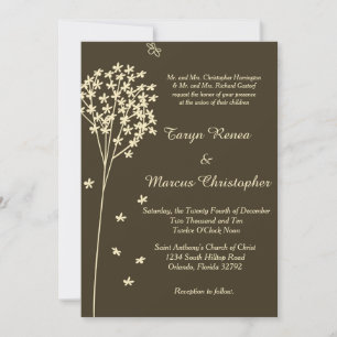 Árbol elegante marrón 5x7 Invitación a la boda