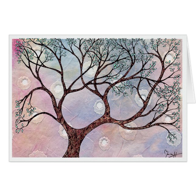 Árbol en el Vellum con fondo acuarela (Anverso (Horizontal))
