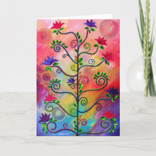 "Árbol en tarjeta de nota de la floración dos" por