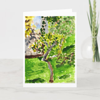 Árbol en tarjeta de nota de la primavera