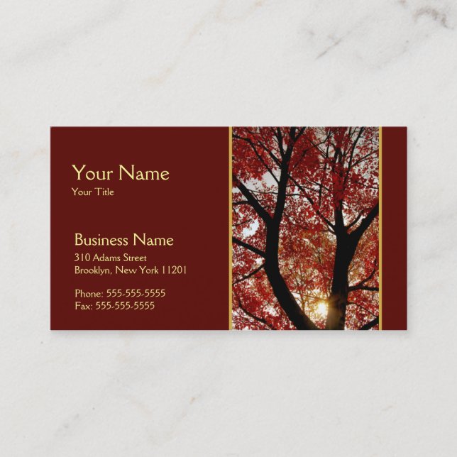 Árbol en tarjeta de visita del otoño (Anverso)