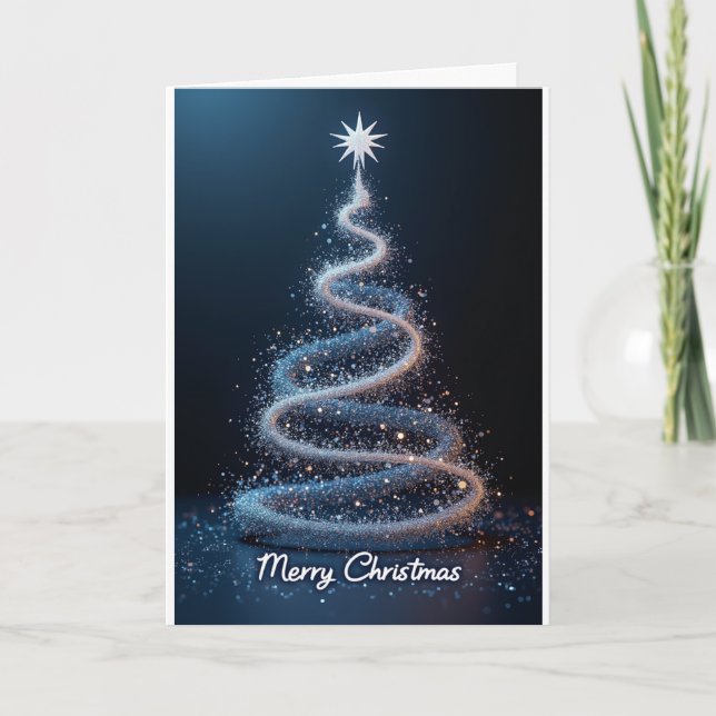Árbol Espiral Azul – Tarjeta de Navidad (Anverso)