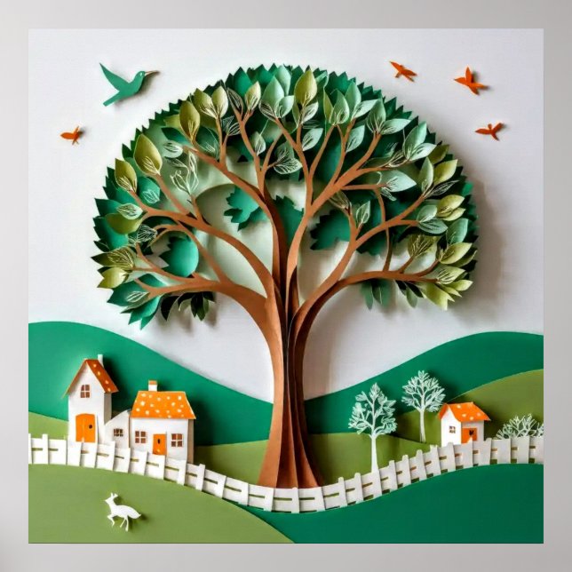 Árbol estilizado #3 Arte de pared decorativo (Frente)