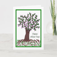 Árbol floreciente artístico de la tarjeta del día
