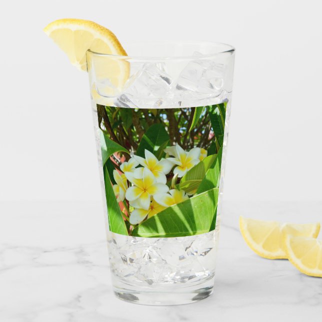Árbol Frangipani amarillo, vidrio para beber (Anverso (hielo))