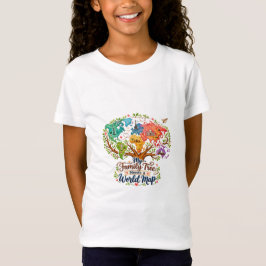 Árbol genealógico en mapa mundial — Camiseta multi