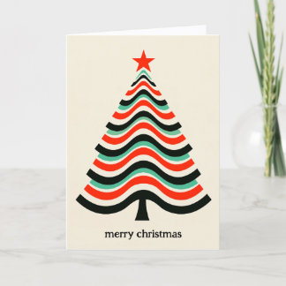 Árbol geométrico ondulado retro Feliz Navidad