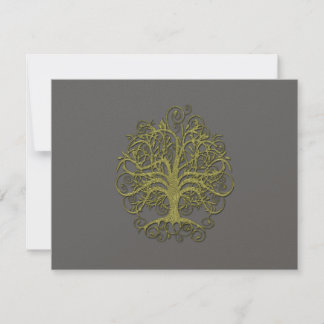 Árbol giratorio dorado en tarjeta de recepción de 