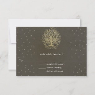 Árbol giratorio dorado en tarjeta de respuesta Bod