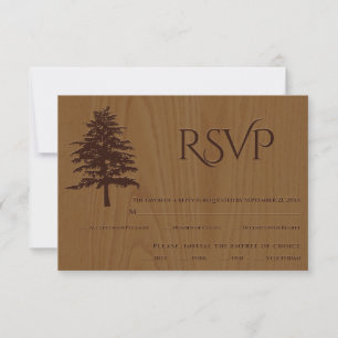 Árbol Grabado en relieve en tarjeta RSVP de boda r