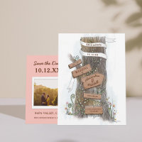 Árbol Ilustrado del País Anuncio de Fecha de Boda