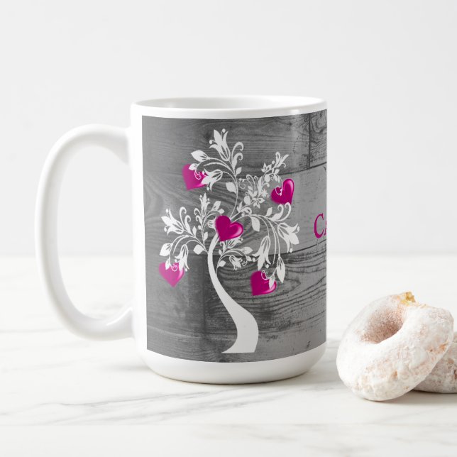 Árbol magenta de tazas de café personalizadas (Con donut)