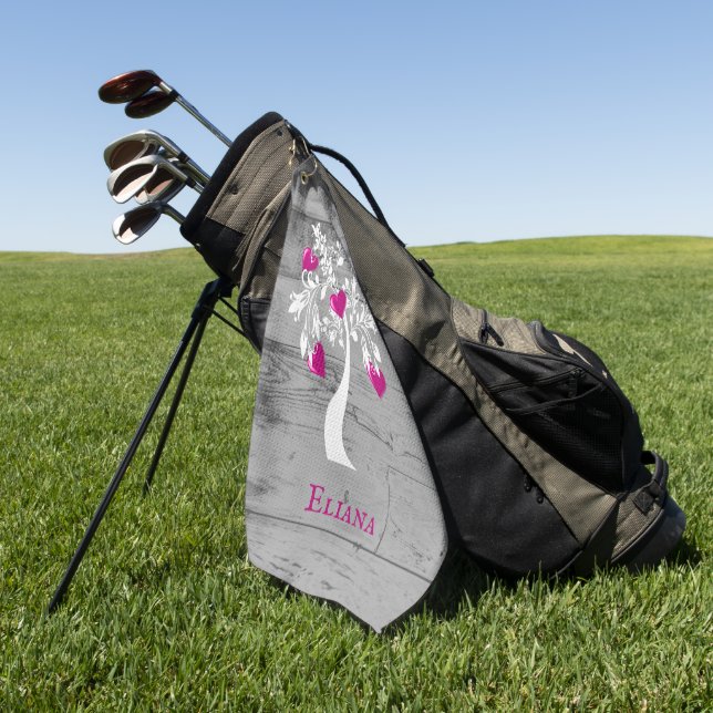 Árbol magenta de toalla de golf personalizada (Verde)