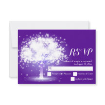 Árbol mágico, luces brillantes boda púrpura RSVP