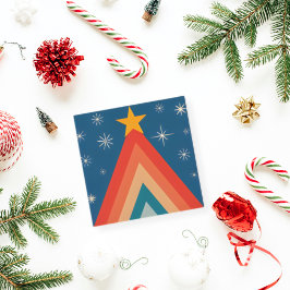 Árbol minimalista de Navidad Rojo y Azul Retro Gro