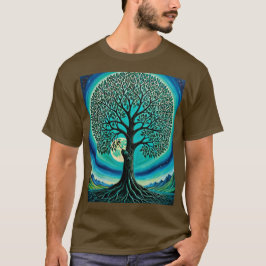 Árbol místico de la camiseta de la luna de la vida