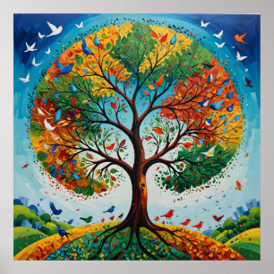 Árbol mítico de estaciones - Arte de brillantes