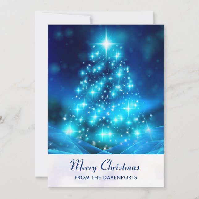 Árbol moderno de Navidad azul eléctrico (Anverso)