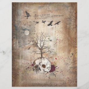 Árbol muerto en el cráneo arte oscuro Volante