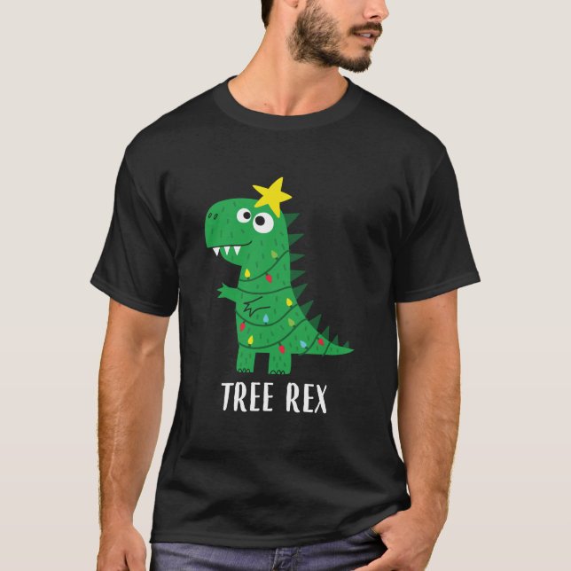 Árbol Navidades Rex Larga funda de camiseta Dinosa (Anverso)