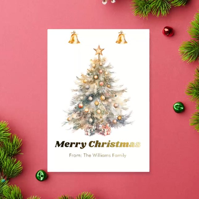 Árbol navideño acuarela, Relieve metalizado person (Subido por el creador)