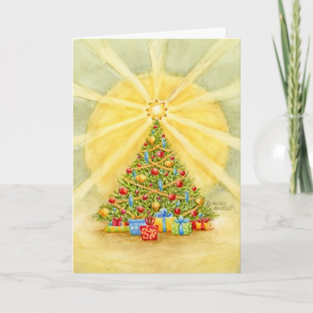 Árbol navideño de tarjeta de felicitación plegada  (Anverso)