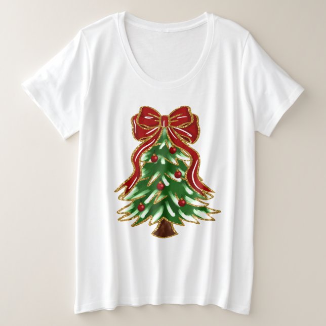 Árbol navideño festivo y camiseta Bow (Anverso del diseño)