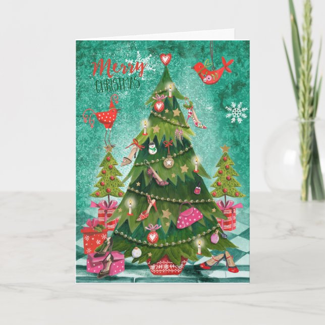 Árbol navideño navideño | Tarjetas de felicitación (Anverso)