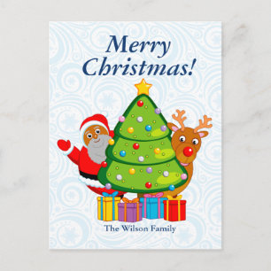 Árbol negro de Navidad con Santa Claus y Rudolph,
