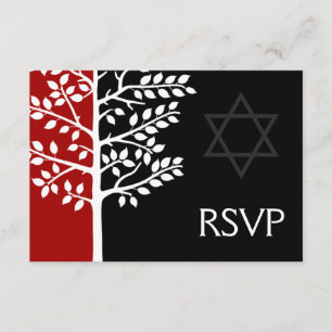 Árbol negro rojo de la barra Mitzvah RSVP de la