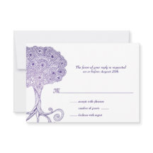 Árbol ornado de vida Morado Bat Mitzvah RSVP